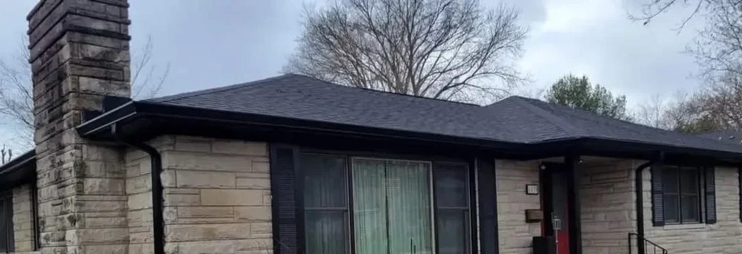Finished black gutter replacement after Bryant's work